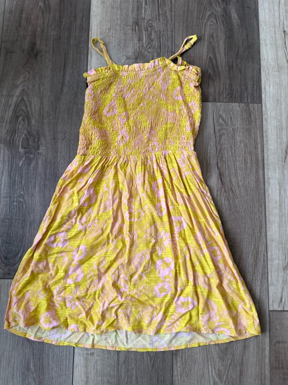 art class Yellow & Pink Floral Smocked Sundress - Spaghetti Straps - Picture 2 of 5